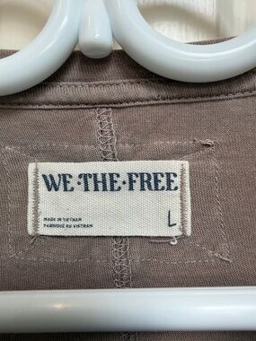 We The Free sz L oversized sand taupe casual long sleeve cotton top  *see desc*